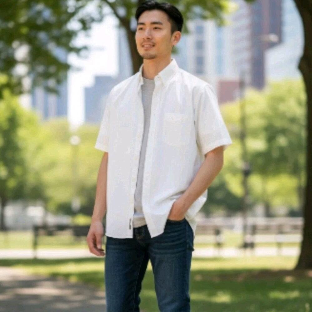 Cambridge Classics Mens Shirt Size 16.5 L White Short Sleeve Button Down